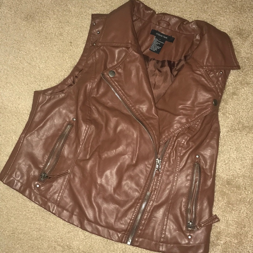 Dark brown leather vest